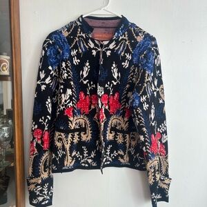 Anthropologie Multicolor Floral Bomber Jacket